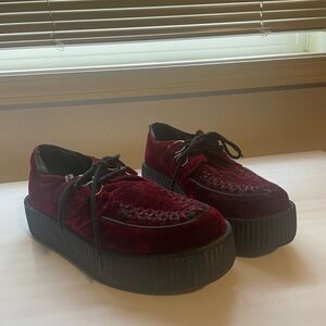 T.U.K. Burgundy Velvet Viva Mondo Creepers